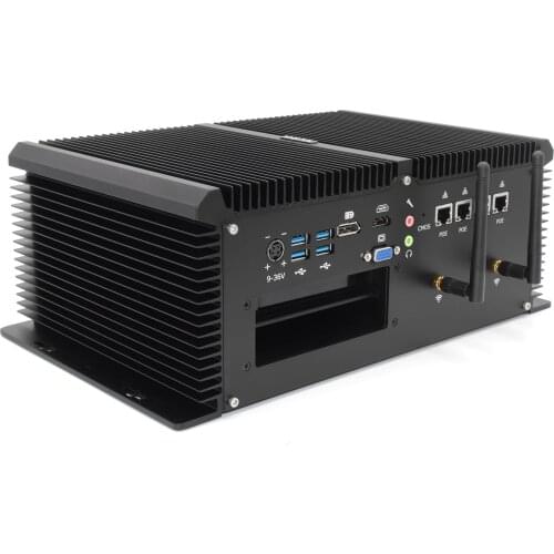 Mini pc server Intel Core i7 7920HQ industrial fanless computer 4*POE support 9-36v HD VGA DP 3display with PS2 GPIO port