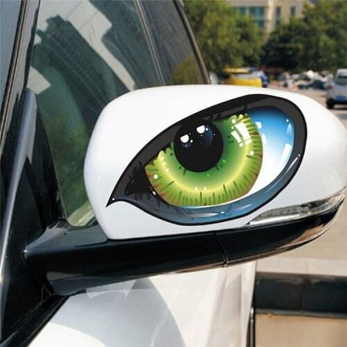 Fashion 1 Pair Cool 3D Mysterious Cat Eyes Car Sticker Green Evil Window Mirror Decal