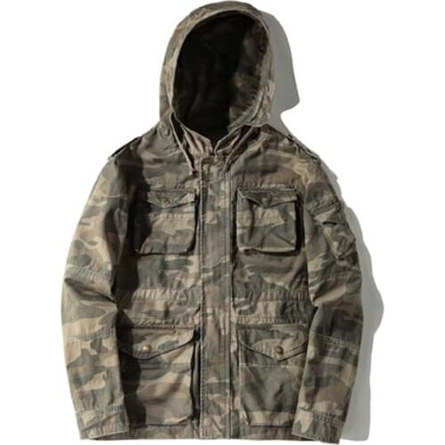 Winter Autumn Hooded Mens Coats Outdoor Military Camouflage Mens Jackets Safari Style Male Topcoats European and American Style