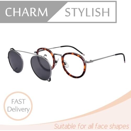 Thom Brand Round Optical Eye Glasses Frames TB710 With Polarized Clip For Men And Women Eyeglasses Original Box Eyewear Oculos