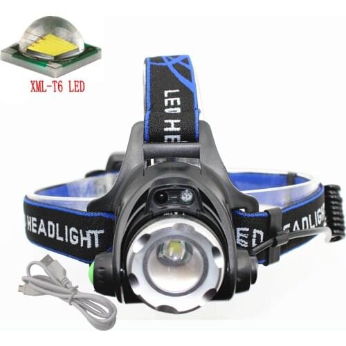 XM-L T6 LED Headlamp Flashlight IR Sensor Headlight Induction Micro USB Rechargeable Lantern Head Torch Use 18650 Battery