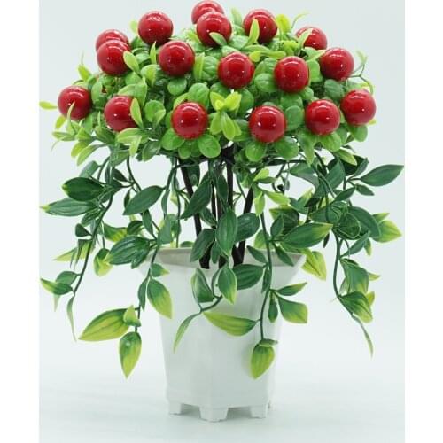 New simulation fruit potted desktop decoration living room indoor plastic artificial flower potted landscape simulation green