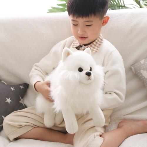 New Quality Simulation Pomeranian Doll Cute Soft Realistic Animal White Dog Ragdoll Plush Toy Childrens Birthday Gift 40x20cm