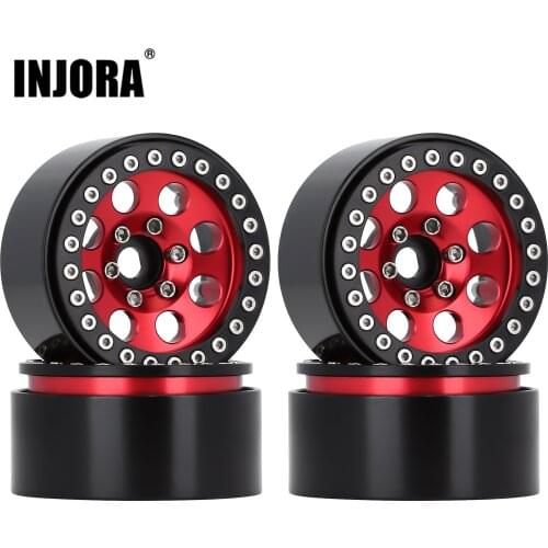 INJORA 4PCS 1.9 Beadlock 8 Round Hole Wheel Hub Rim for 1/10 RC Crawler Axial SCX10 90046 AXI03007 Traxxas TRX4 RedCat D90
