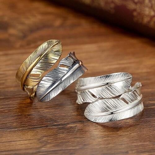 Original designer Craft Feather opening adjustable ring charm unique Thai silver gold division luxury womens brand jewelry