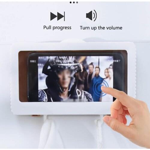 Liner Tablet Or Phone Holder Waterproof Case Box Wall Mounted All Covered Mobile Phone Shelves Self-Adhesive Shower Accessories
