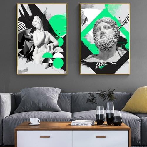 Portrait of Zeus Vaporwave Sculpture Canvas Paintings on the Wall Art Posters and Prints Graffiti Art Abstract Sculpture Picture