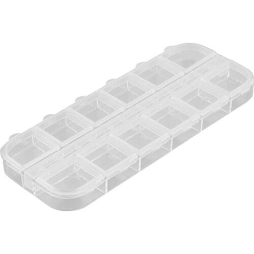 12 Grids Storage Box Compartments Rhinestone Transparent Jewelry Pearl Organizer Embroidery Crystal Bead Holder Case