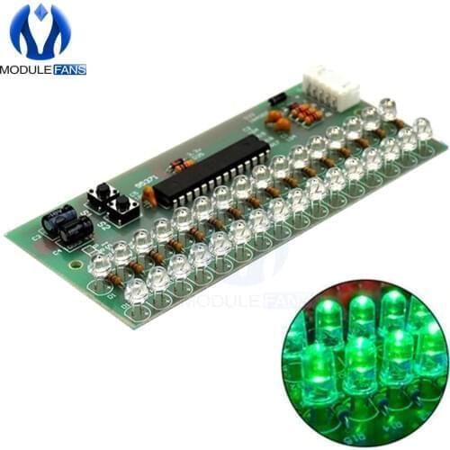 MCU Adjustable Display Pattern LED VU Meter Level Indicator Amplifier Audio 16 LED Dual Channel Green lamp light DC 8V to 12V