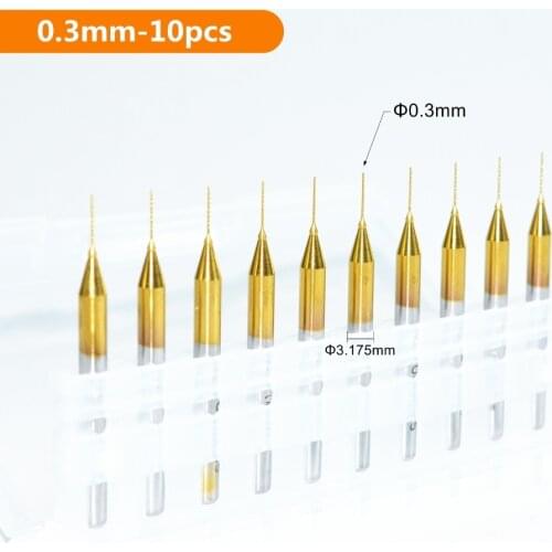 3.175mm*0.3mm-10PC,Tin coated micro PCB Drill Bit,CNC milling Cutter,Solid carbide Drill,wood tool,plastic,amber,aluminum,copper