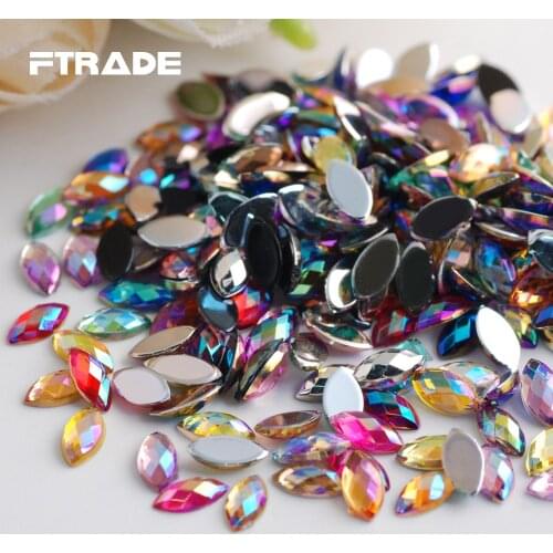 High Quality AB Color Crystals 3x6mm 1000Pcs/Lot 3D Nail Art Acrylic Rhinestones Flatback Non Hotfix Stones For DIY Decoration