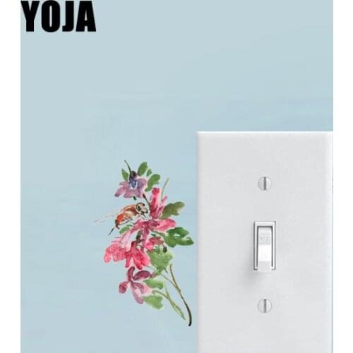 YOJA PVC Wall Switch Sticker Lovely Bees And Flowers Home Decoration 12SS0012