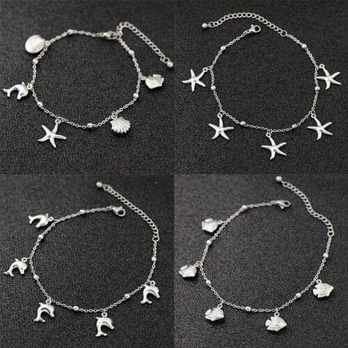 Allergy Free Stainless Steel Ankle Bracelet for Women Star Fish Shell Charm Bracelet on Leg Girls Foot Chains Anklet Jewelry New