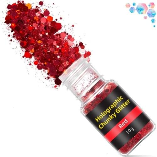 12/18/24 Colors Holographic Chunky Glitter Sequins Mixed Flakes Set Eyeshadow Body Face DIY Crafts Nail Art Stickers