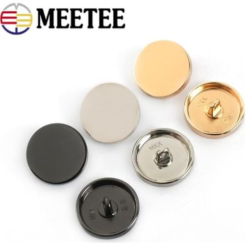 20pcs Meetee Metal Buttons 10-28mm Round Flat Mirror Button Coat Suit Shirt Decoration DIY Sewing Clothing Accessories Crafts