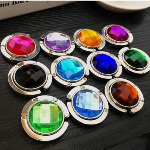 200pcs Portable Folding Table Desk Hanging Clip Crystal Alloy Purse Handbag Bag Hanger Hook Holder