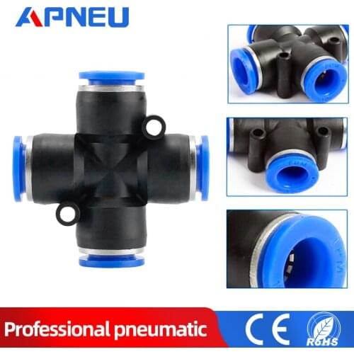4 Way Cross Shape Equal Pneumatic 8mm 10mm 6mm 4mm 12mm OD Hose Tube Push In 4-Port Air Splitter Gas Connector Quick Fitting
