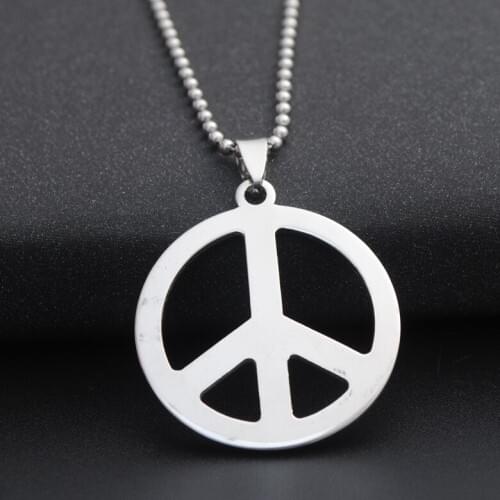 10 Stainless steel hollow anti-war logo necklace geometric round peace Sign GD peace symbol titanium steel necklace jewelry