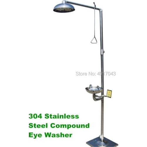 Factory price 304 stainless steel compound eye washer Emergency spray vertical shower shower Eye washing machine