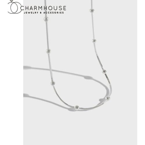 Pure Silver Chain Necklaces For Women 2mm Bead Snake Chain Necklace Collier Femme Choker Trendy Jewelry Accessories Bijoux Gifts