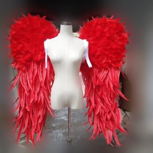 COS Costume luxury red goose feather wings for Automobile Exhibition stage performance Catwalk show Displays shooting props