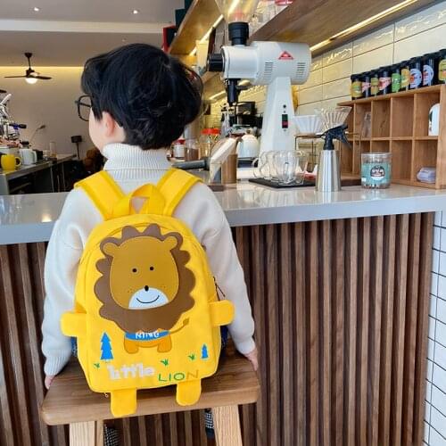Childrens kindergarten 3-13 years old small school bag baby men and women backpack mini cartoon nylon backpack lion pattern