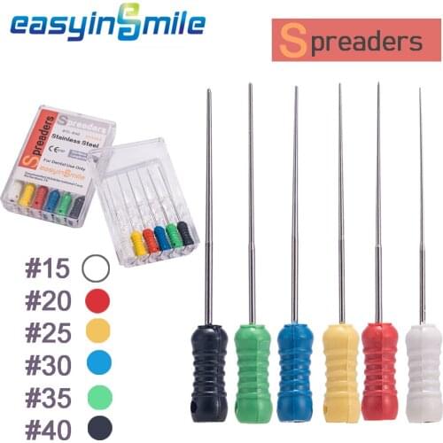 EASYINSMILE 10Packs Dental Stainless Steel Spreaders Endododontic Endo Root Canal Files Tips 25mm Hand Use 6Pcs/Pack