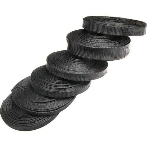 100M Cable Sleeve Black Braid Sleeve 2/4/6/8/10/12/15/20/25mm Tight Wire Cable Protection Expandable Wire Gland Insulated sleeve