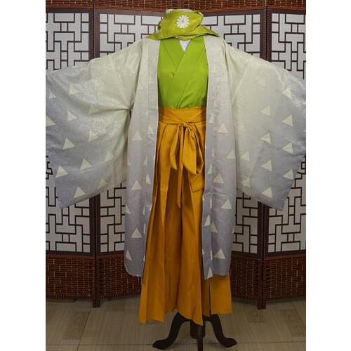 Anime Demon Slayer Kimetsu no Yaiba Agatsuma Zenitsu Men Christmas Party Halloween Cosplay Costume Japan Kimono Uniform Haori