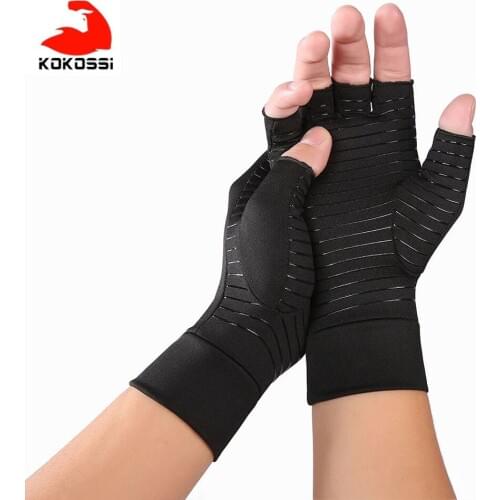 KoKossi 1 Pair Compression Arthritis Gloves Premium Arthritic Joint Pain Relief Hand Gloves Therapy Open Fingers Cycling Gloves