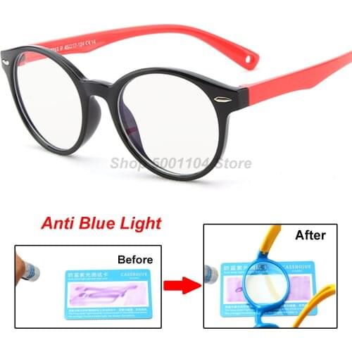 217 Round Glasses Kids Anti Glare Filter Children Eyeglasses Girl Boy Optical Frame Clear lenses UV400 Anti Blue Light Blocking