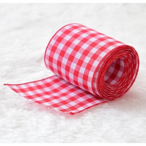 50 yards/lot 25/38mm Red Scottish Plaid Grid Printed Ribbon for DIY Home Decoration Gift Wedding Wrapping Handmade