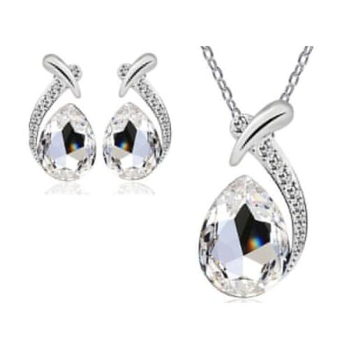 S050 Korean fashion Crystal jewely sets Necklace + Earrings Two-piece Set