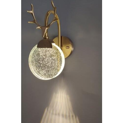 Nordic antler wall lights luxury crystal lamp shade living room decor indoor lighting wall decoration villa stairs light fixture