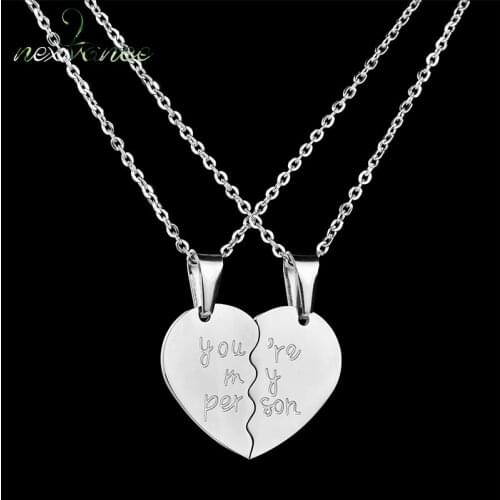 Nextvance Two Halves Heart You're My Person Letter Necklace 316L Steel 3 Color Couple Necklace for Lover Gift Bijoux