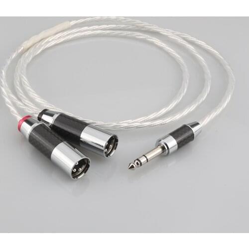 Odin Silver Plated 6.35mm to 2 Cabon fiber XLR male Cable HIFI DAC digital cable DAC Amplifier