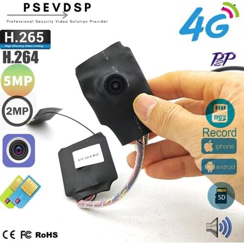 PSEVDSP 2MP 5MP 1920P Wide Angle Audio Mini 3G 4G Security Ip Camera With SIM SD Card Slot SPIED Module DIY 4G Kamera P2P Onvif