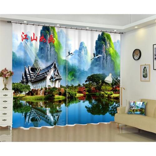 Curtains Luxury Blackout 3D Window Curtains For Living Room Bedroom Drapes cortinas Rideaux Customized size Chinese mountain