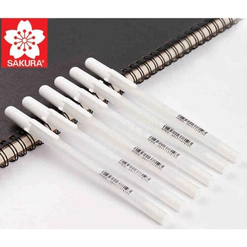 SAKURA 8mm Professional White Highlight Signature Pen Hand-painted Design White Line Pen Color Cardboard Stroke Pen White Paint