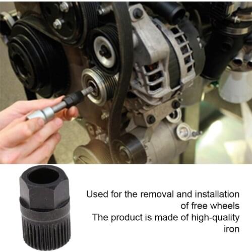 1pc Alternator Clutch Free Wheel Black Iron Material Generator Pulley Removal Tool Remover Repair Hand Tool Kit Set Universal