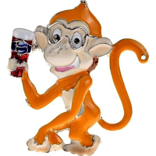 CINDY XIANG Naughty Colorful Enamel Monkey Brooches Collar Lapel Pins Cartoon Cute Animal Brooch for Women Jewelry Accessories