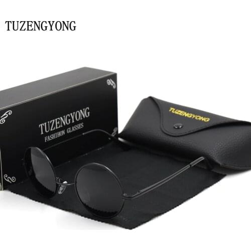 TUZENGYONG Retro Round Sunglasses Brand Unisex Sunglasses Metal Frame With Polarized Lens Eyewear Accessories T0026