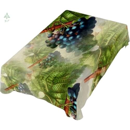 Modern Real Painted Fruit Grapes Green Leaves Tablecloth Home Decoration Picnic Buffet Parties Holiday Wedding Birthday