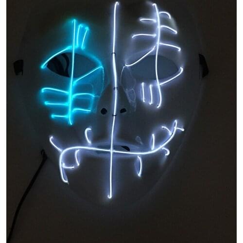 Glowing Horror Face LED Mask Cosplay Costume Party Supplies Light Up EL Wire Mask For Halloween Carnival