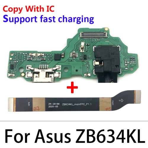 USB Charging Port Dock Charger Plug Connector Board Flex Cable For Asus Zenfone Max Plus (M2) ZB634KL A001D With Mainboard Flex