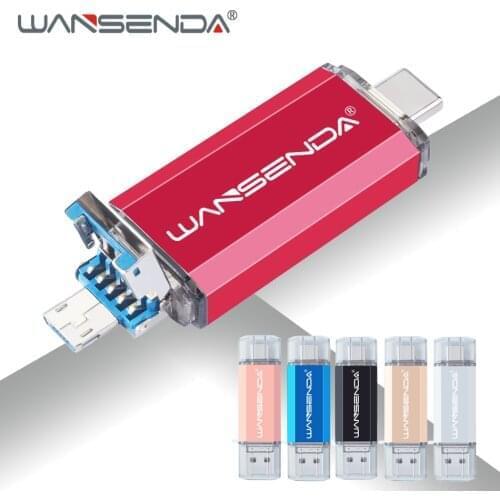 Hotsale WANSENDA OTG USB Flash Drive 512GB 256GB Pendrive 32GB 64GB 128GB Pen Drive USB 3.0 Type C / Micro USB Memory Stick