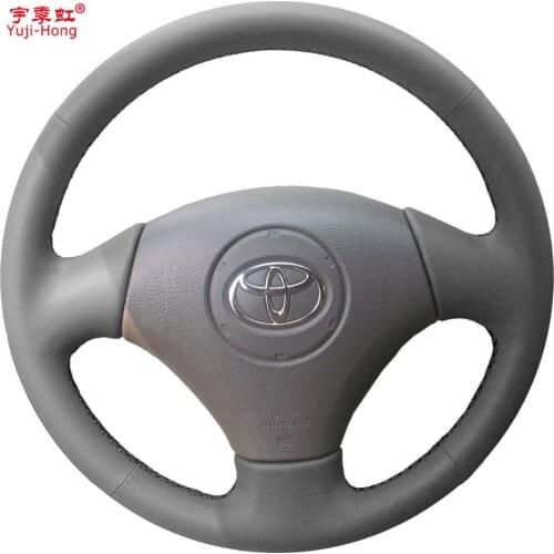 Yuji-Hong Black Artificial Leather Car Steering Wheel Covers Case for Toyota Vios 2004-2006 Micro-fiber Leather Cover