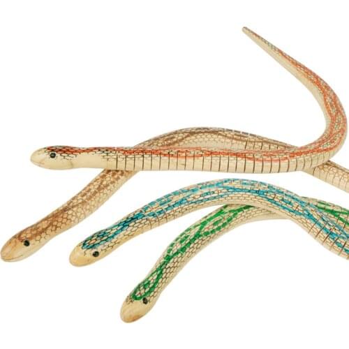 Funny Novelty Trick Toys for Children Simulation Wooden Small Snakes Flexibility Fake Bendy Snake Toy Adorn - Random Color