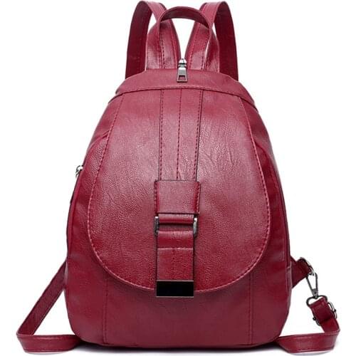 Retro Women PU Leather Backpack College School Bag Student Daily Trip Shoulder Bag New