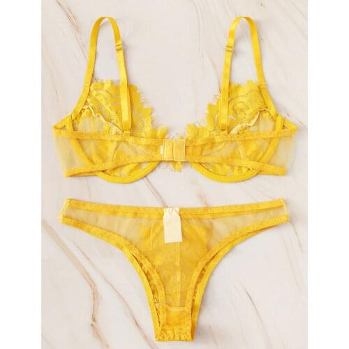 Womens Sexy Lingerie Babydoll Lace Bra Set G-string Panty Underwear Nightwear